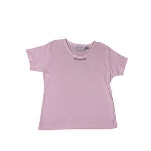 Pink Coquette Cotton Pajama Blouse | Feminine Dainty Sleep Top | Women’s Medium